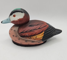 Vintage Ceramic Hand Painted Lint Brush Small Figurine Duck Decoy Folk art 5"x3"