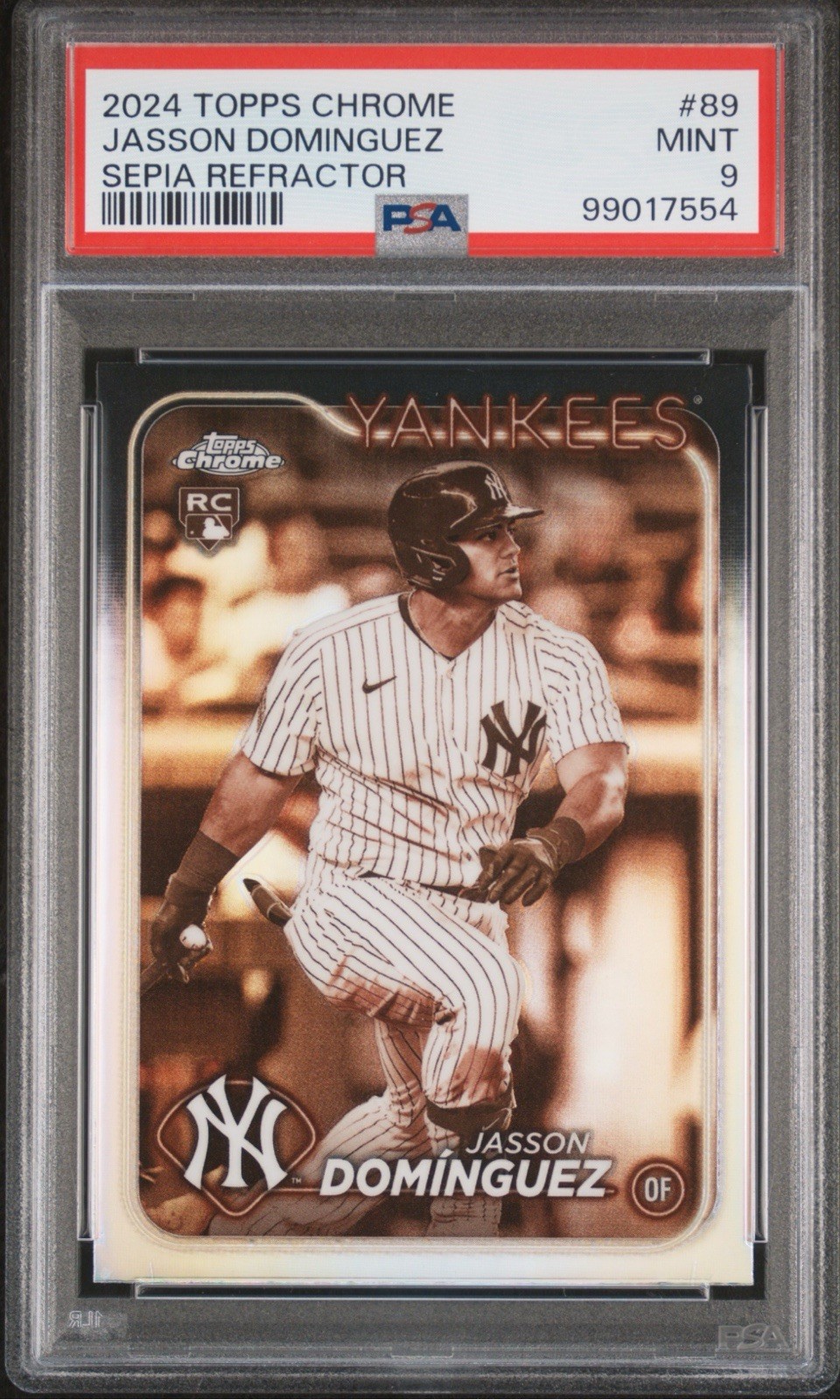 2024 Topps Chrome Jasson Dominguez Rookie Sepia Refractor #89 PSA 9 Mint Yankees