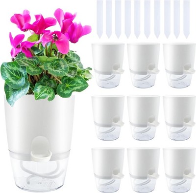 10 Pack Clear Self Watering Planters,4.1Inch Wicking Flower Pots,Plastic African