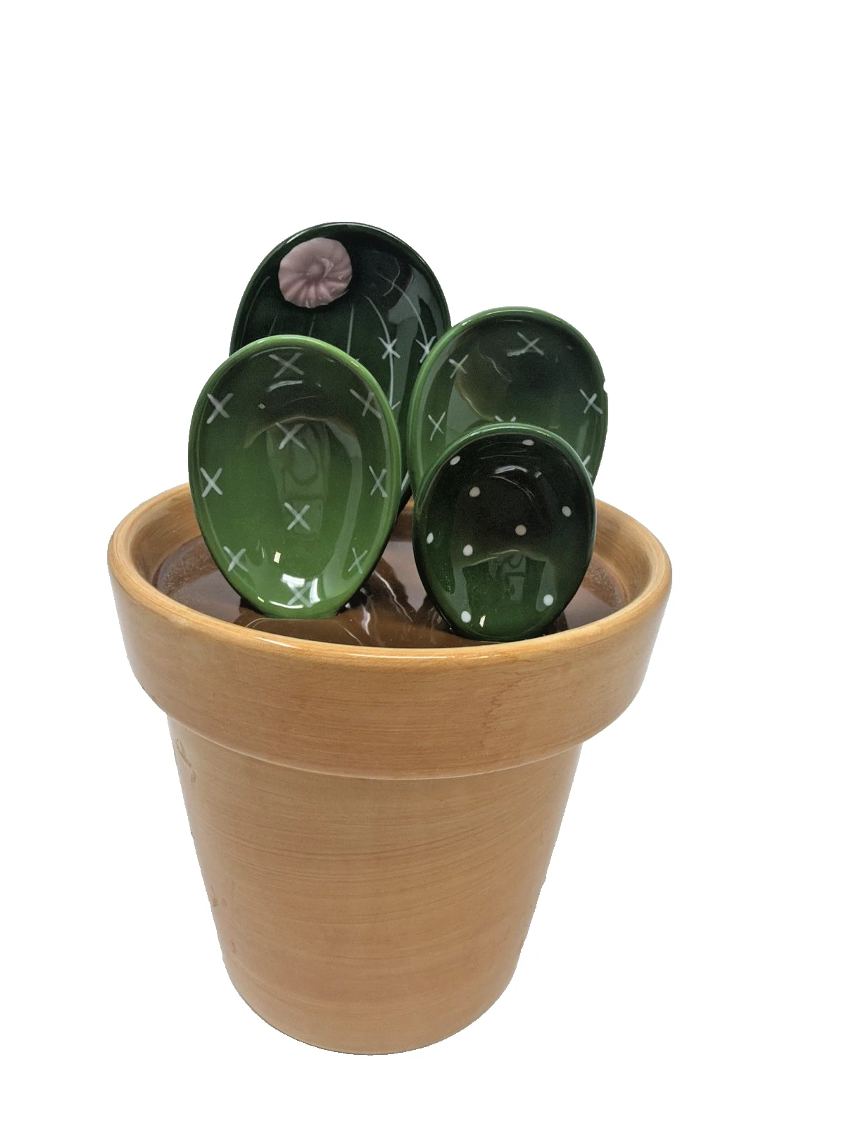 Cactus Measuring Spoons Set and Storage Measuring Pot Ceramic Kitchy Cute