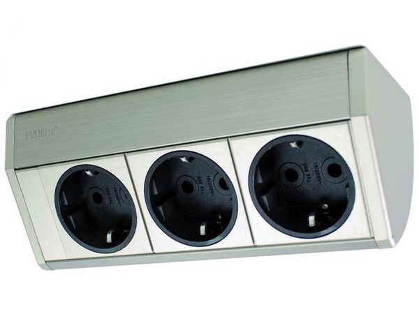 KüChensteckdose Evoline Dock Cuisine 3-Fach Unterbau-Steckdose KüChe Bad Schrank-image