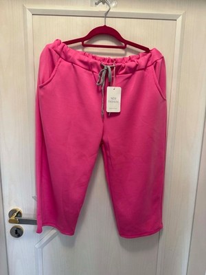 New - Lightweight Soft 3/4 Trousers ''Pink'' Elasticated Waistband, Pockets 50/52/54