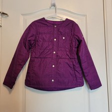 Columbia Girl s Purple Quilted Jacket With Snap Close Pockets Size Small