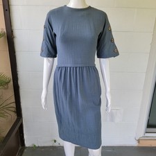 VTG 70s Ted Small Blue Dress Women XS Mod Officecore Retro Minimalist Secretary