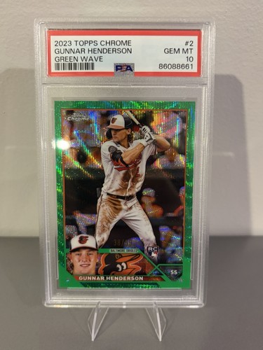 Topps 2023 Chrome Gunnar Henderson #2 Green Wave Refractor /99 PSA 10 RC - MLB