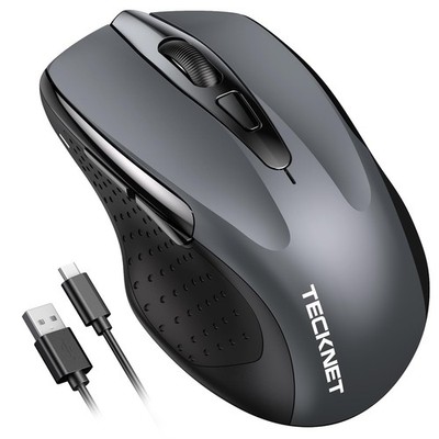TECKNET Bluetooth Maus Kabellose Maus Bluetooth Wiederaufladbar (Tri Mode BT