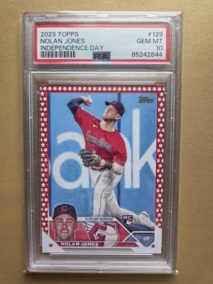 💎2023 Topps Series 1 Independence Day 11/76 #129 Nolan Jones RC PSA 10 POP 3💎