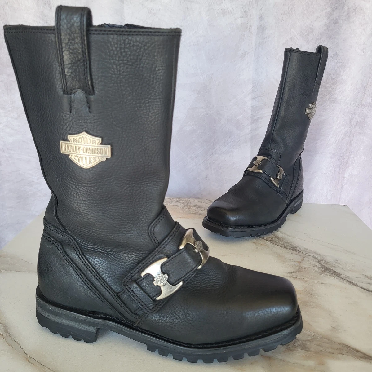 HARLEY DAVIDSON Jett Motorcycle Ankle Boot Men Size 9.5 Black Moto Après D94350 Harley-Davidson Cushioned Solid Boots for Men for Sale  main image 3