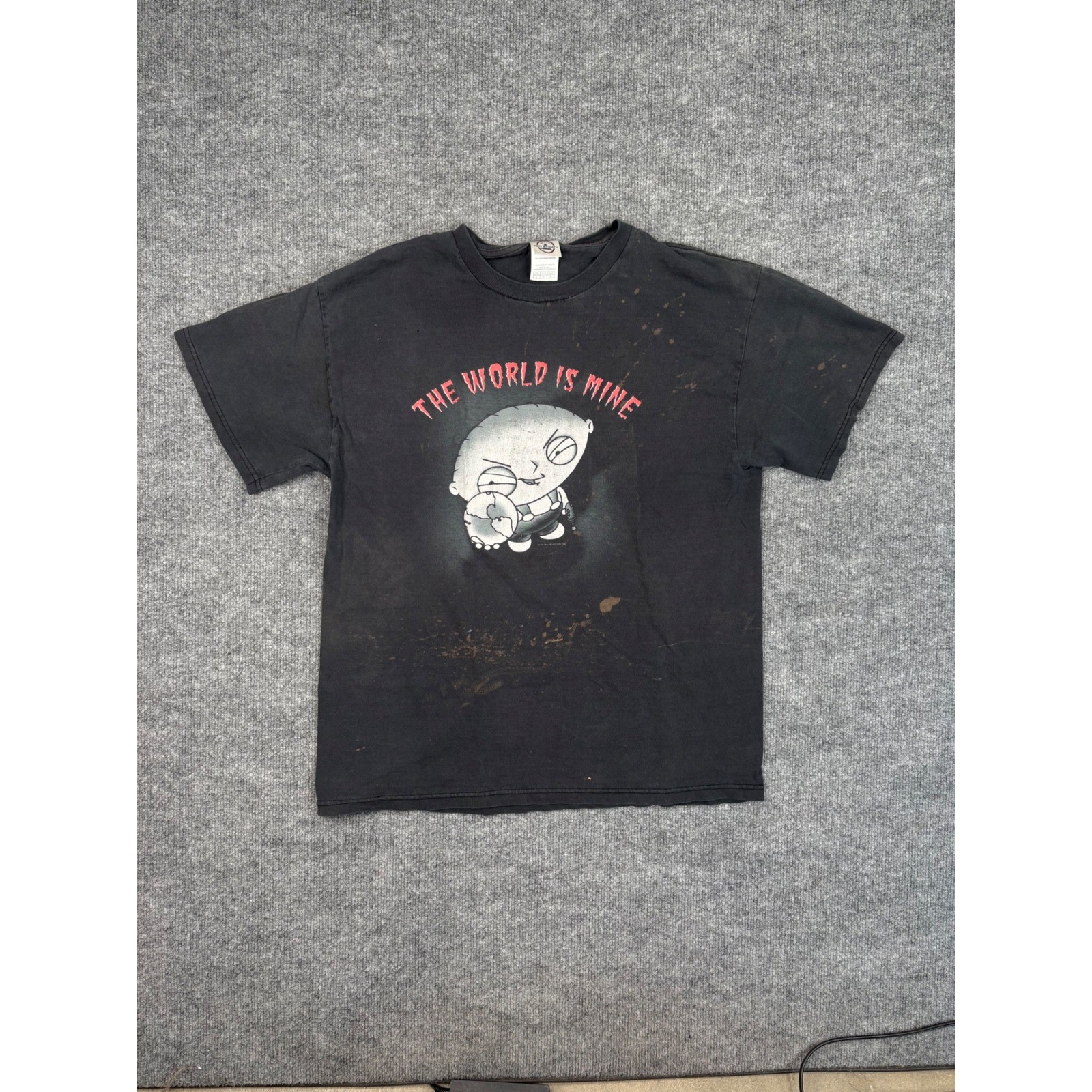 Vintage 2005 Family Guy Stewie Griffin The World Is Mine T-Shirt Black Large