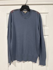 Burberry Brit Men's Blue Cotton Cashmere Plaid Sweater size L