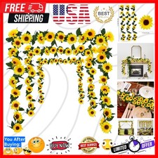 3 Pack Artificial Sunflower Garland, 7.5ft/Strand Silk Sunflowers Hanging Vin...