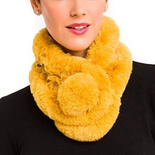 Fur Collar Scarf for Women Faux Fur Scarves Pontevedra Collection 5 - Turmeric