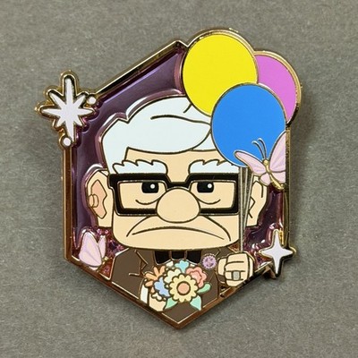 Disney Pixar Stained Glass Blind Box Enamel Pin Carl UP Floral Balloons Pin