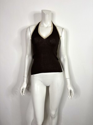 Vtg Dolce & Gabbana SS2005 Brown Knit Halter Top S 40