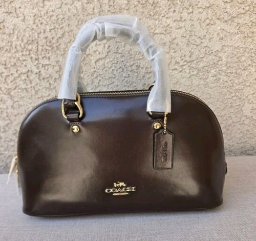 Coach Lara Satchel Bag Suede Leather Gold/Maple Handbag CDV19 NWT