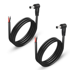 2 Pack 90 Degree DC Power Pigtails Cable, Right Angle DC 5.5mm x 2.1mm Male P...