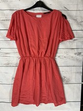 MANGO Womens Short Sleeve Summer Dress Size M Coral Dress (A15)