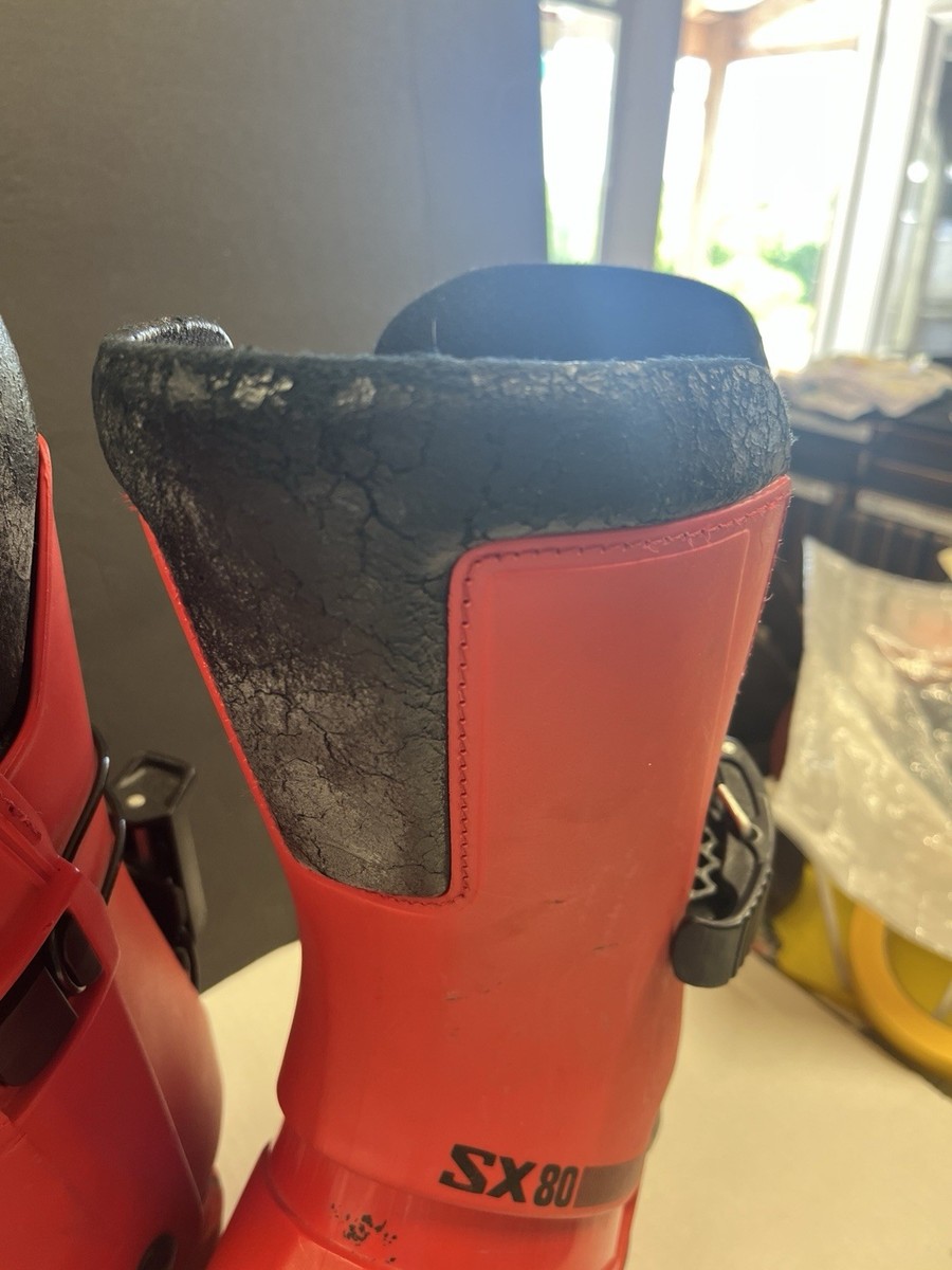 Vintage Salomon SX80 Snow Ski Boots 355 Red Made In France Rear