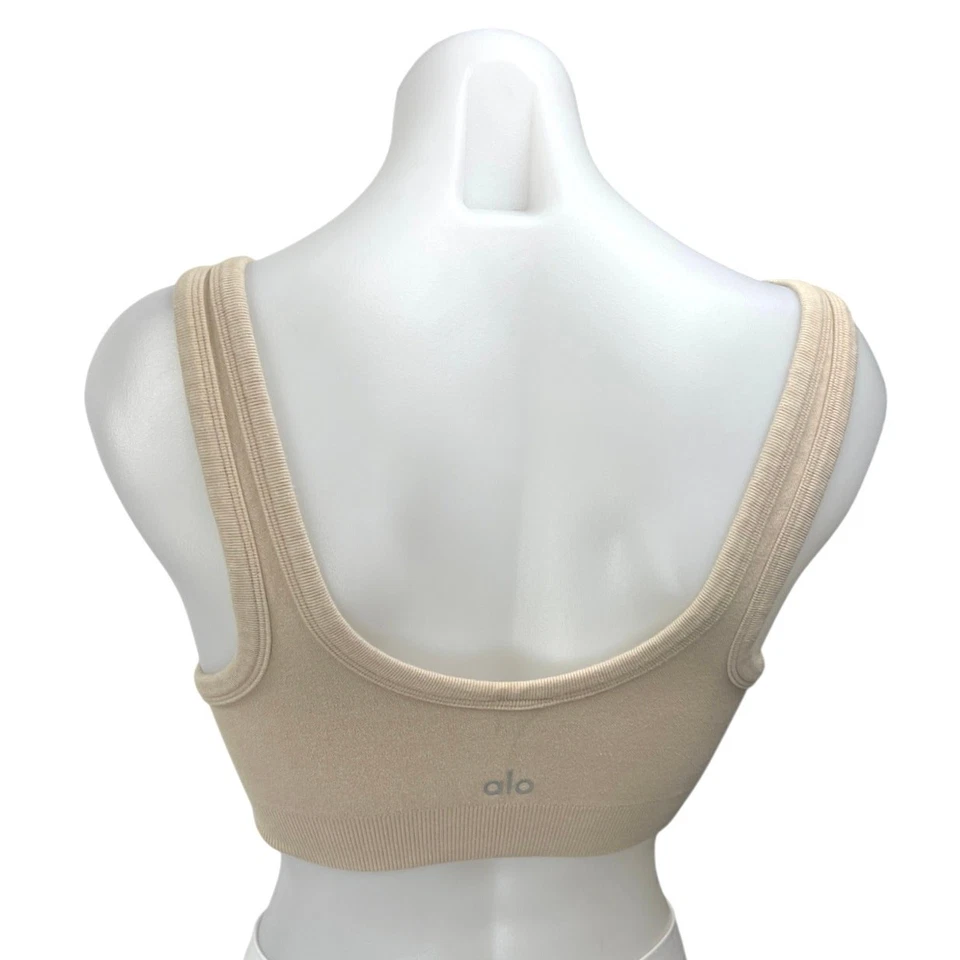 ALO Tostado Sin Mangas Tejido Pullover Ropa Activa Yoga Deportes Sujetador Corto Camiseta sin Mangas Talla S Foto 4 de 4