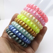 10pcs Jelly Color Spiral Phone Cord Elastic Hair Ties 55mm Scrunchies Hair Bands