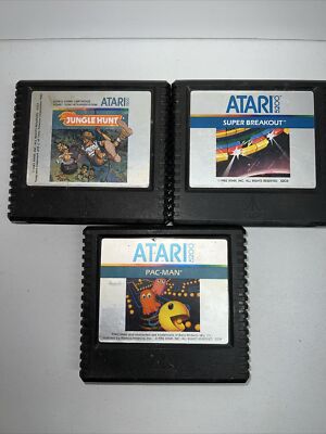 Lot Of 3 Games Pac Man Jungle Hunt Super Breakout Atari 5200 Games Untested