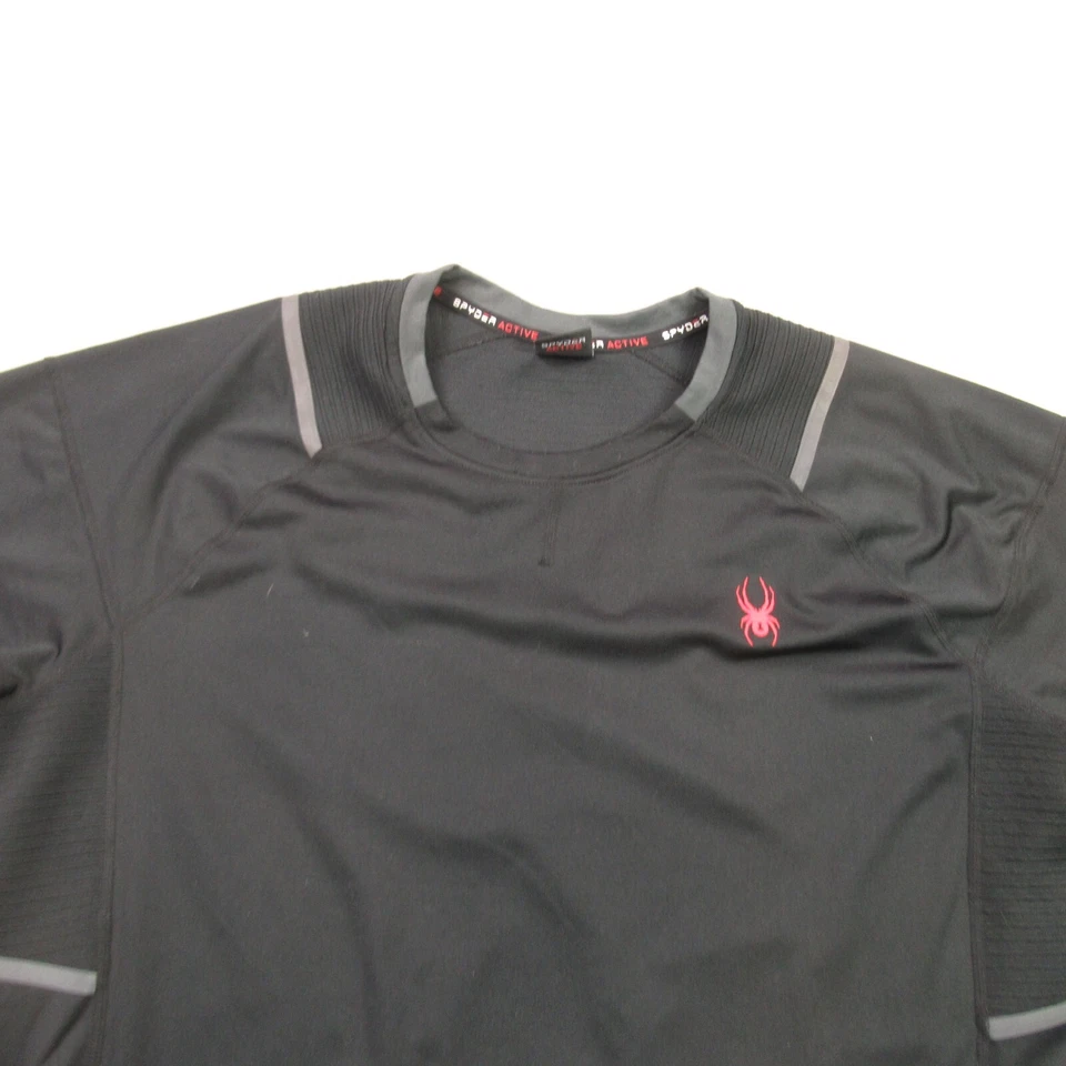 Camisa Spyder Para Hombres XL Manga Larga Cuello Redondo Pullover ProWb Exterior Negra Foto 3 de 4