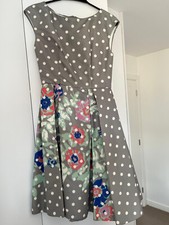Prada silk dotted sleeveless floral dress in silver colour size 38