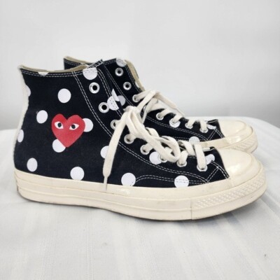 CHUCK TAYLOR Converse Comme Des Garcon X Play Polka Dot High Top Sneakers M9/W11