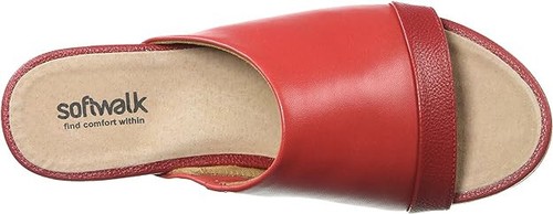 NEW Softwalk Women's Del Mar Soft Leather Open Toe Mule Sandal Red 10 NARROW - Picture 4 of 12