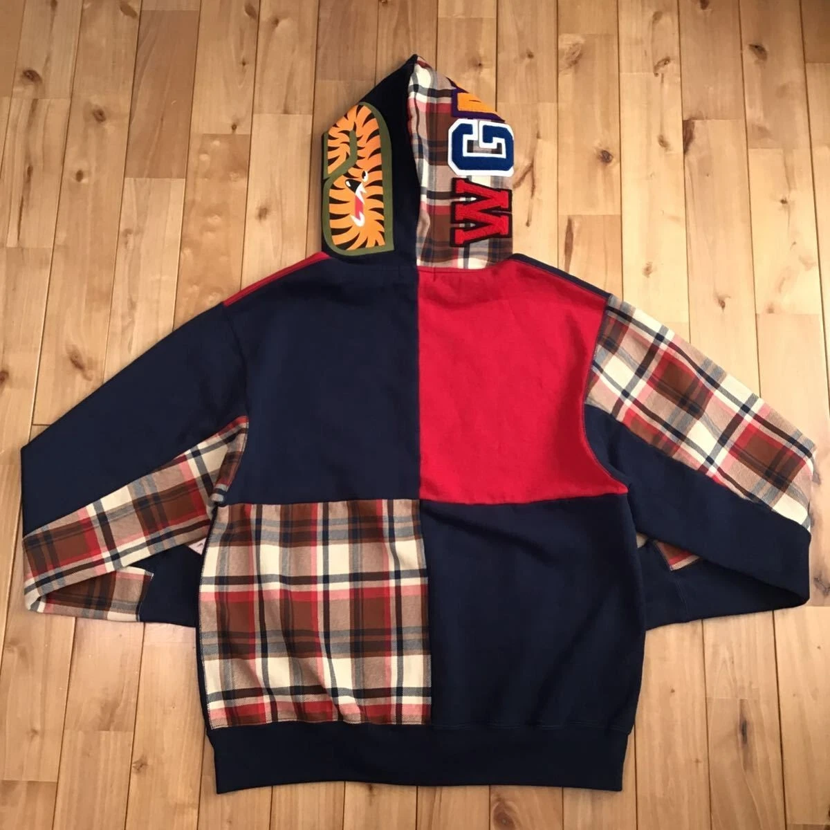 BAPE crazy check shark full zip hoodie A Bathing Ape Size XL eBay