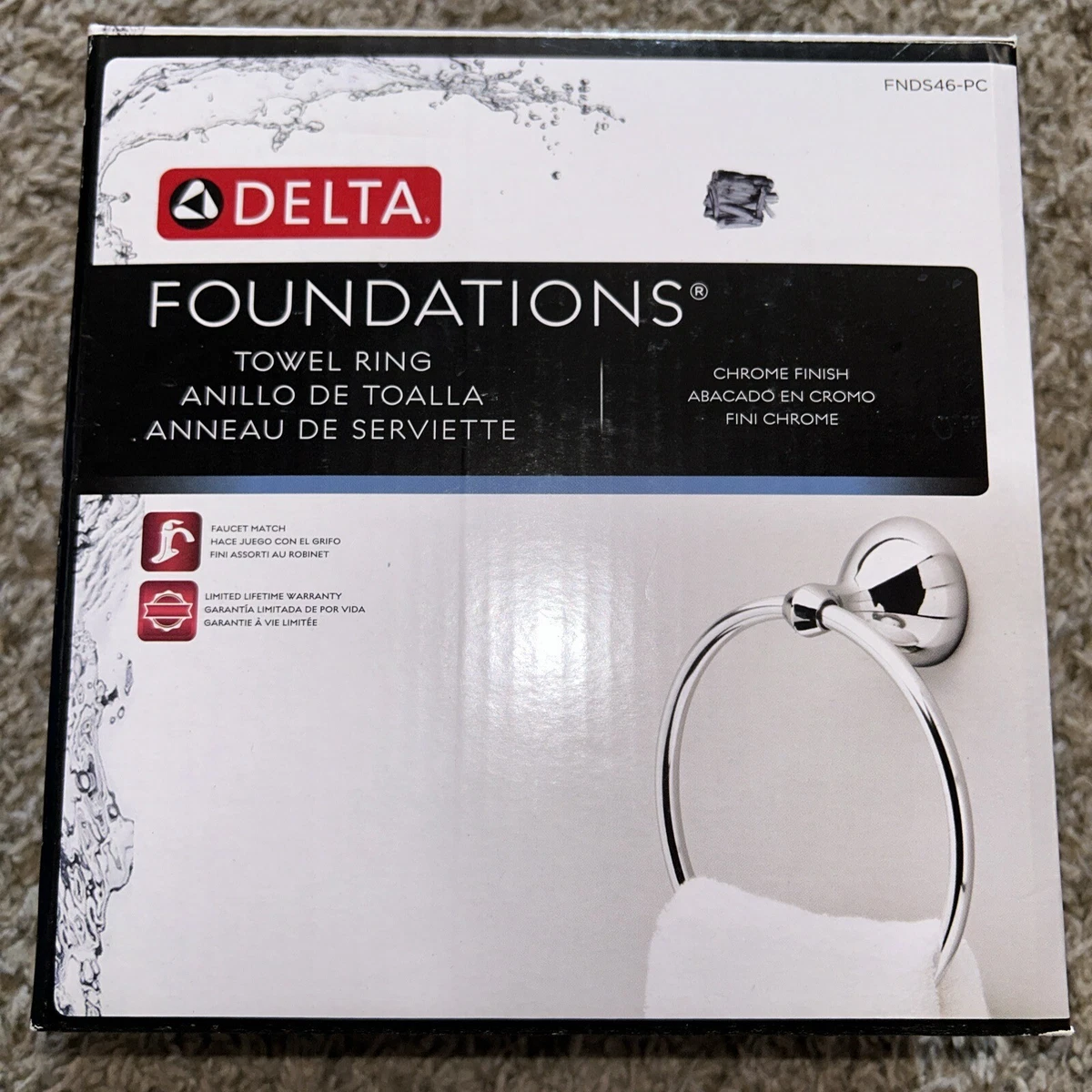 Delta Towel Ring Foundations Collection Chrome Finish FNDS46-PC