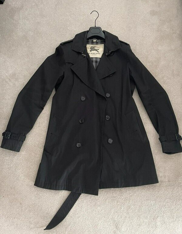 Burberry Kensington Black Nova Check Mid Length Trench Coat - Size 50 image 2
