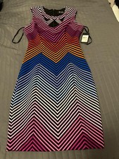 Guess Los Angeles 2 XS Bodycon Midi Dress Sleeveless Striped Stretch Women
