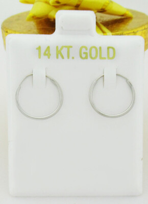 Creolen 14 Karat Weißgold ** Neu mit Etikett ** 13 mm