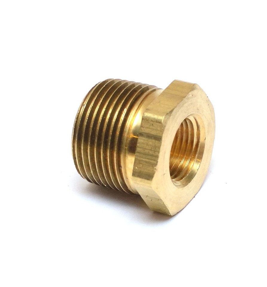 3/8" Male To 1/8" Female NPT Brass Pipe Reducer Bushing - For Water, Fuel, Gas, Oil