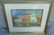 gerahmtes Aquarell Venedig LA Pieta von Margaret Radwell signiert