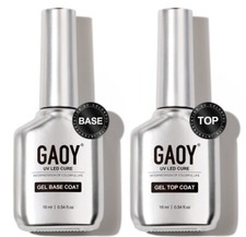 16Ml 2 Pcs Glassy Gel Top Coat and Base Coat Set,No Wipe Foundation Combination