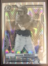 Brainer Bonaci 2021 Bowman Draft Black and White Ray Wave Refractor Red Sox