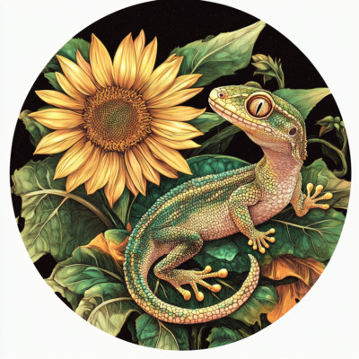Transparent 18x18 cm gecko with flowers car sticker weatherproof vinyl sticker
