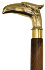 Vintage Replica Designer Brass Eagle Head Handle Wooden Walking Stick Cane Gift