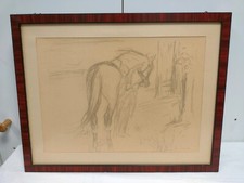 Pferd und Reiter Otto Dill Lithoragphie 9/12, gerahmt 49x38 cm