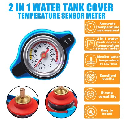 #ad #ad 1.1 Bar Thermostatic Radiator Cap 13 PSI Pressure Rating with Temperature Gauge $12.50