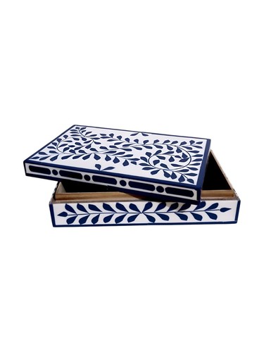 Blue Floral Jewelry Box – Decorative Box for Gifts, Vanity, or Home Decor - Picture 9 of 9