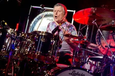 English progressive rock drummer Carl Palmer live on stage with Ca- Old Photo 3