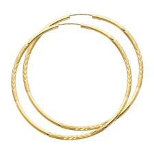 Ioka - 14K Gold 2mm Thickness Diamond Cut Hoop Earrings