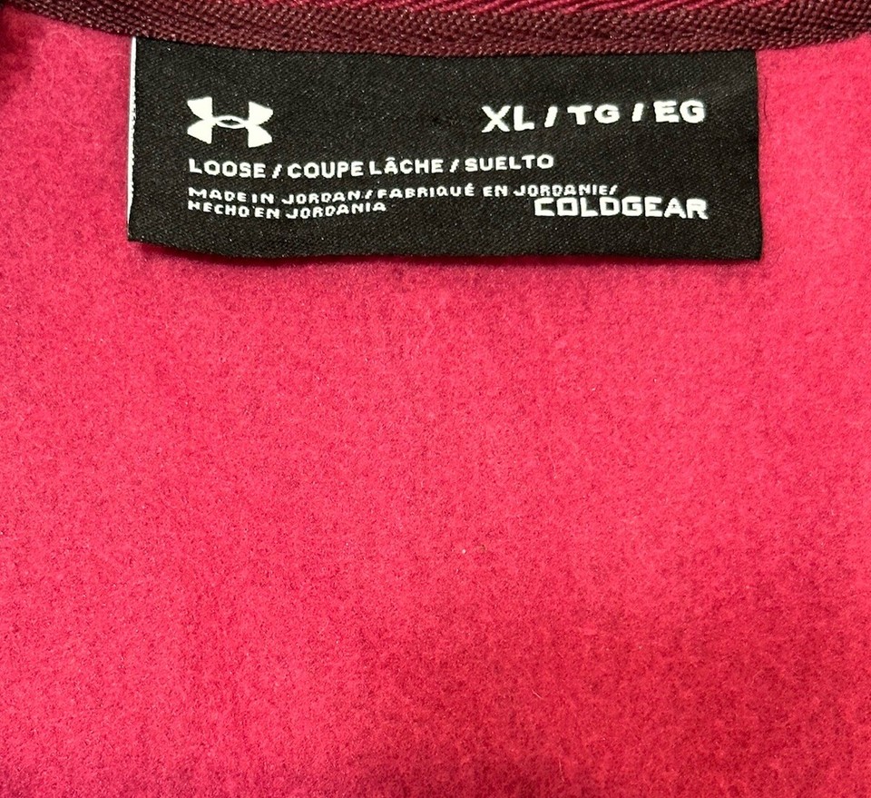 Under Armour Mens Storm 1/4 Zip Burgundy Sweater Cold Gear Loose