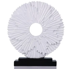 DOVDOV White Home Decor Sculpture, Unique Round line Statue, Modern Home Deco...