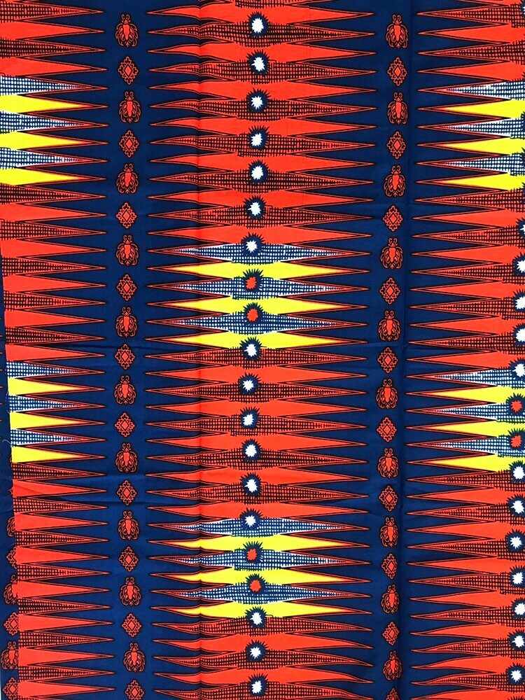 African Fabric/ Ankara Blue, Orange, Yellow 'Ledisi', YARD or WHOLESALE eBay