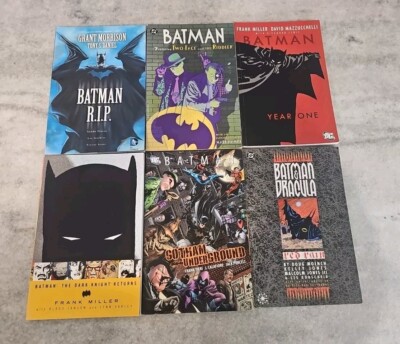 6X  Batman Graphic novels. BATMAN R.I.P RIDDLER YEAR ONE BATMAN DRACULA ETC TPB