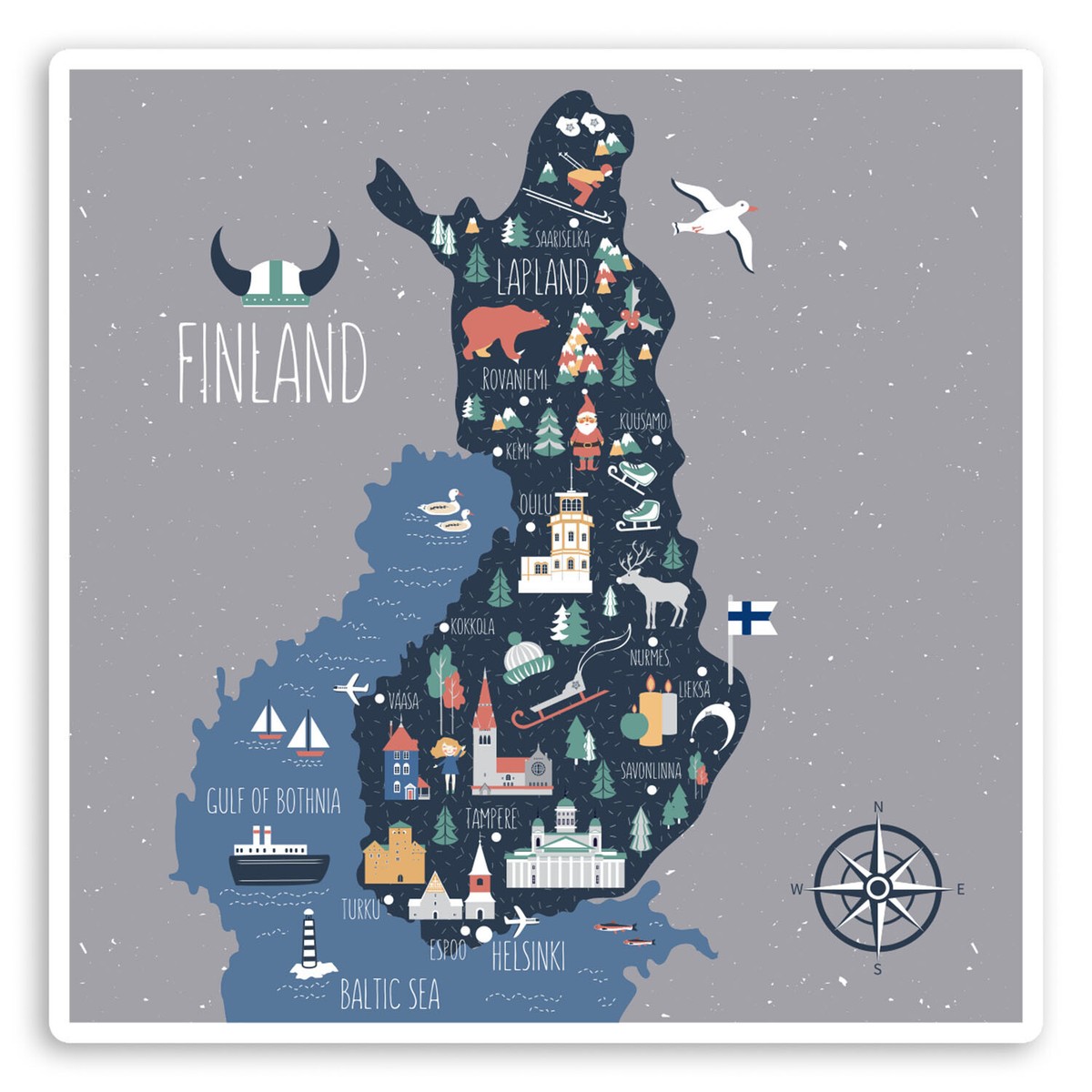 Finlande Drapeau National Finlandais Agitant Suomi 7,6 Cm (75